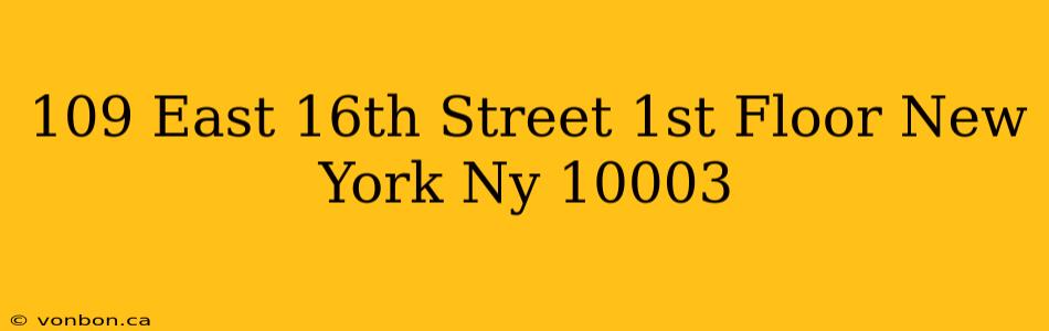 109 East 16th Street 1st Floor New York Ny 10003