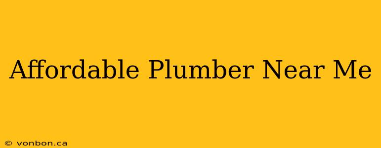 Affordable Plumber Near Me