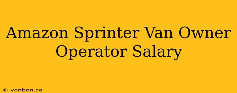 Amazon Sprinter Van Owner Operator Salary