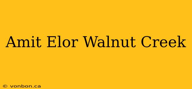 Amit Elor Walnut Creek