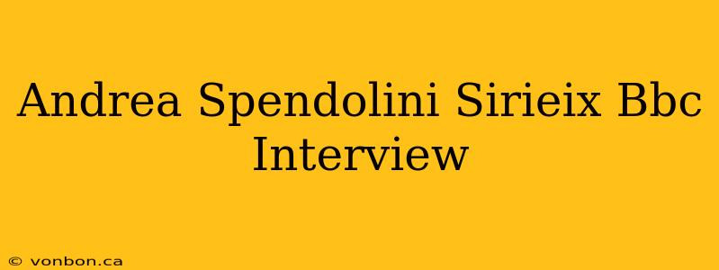 Andrea Spendolini Sirieix Bbc Interview