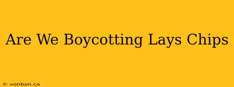 Are We Boycotting Lays Chips