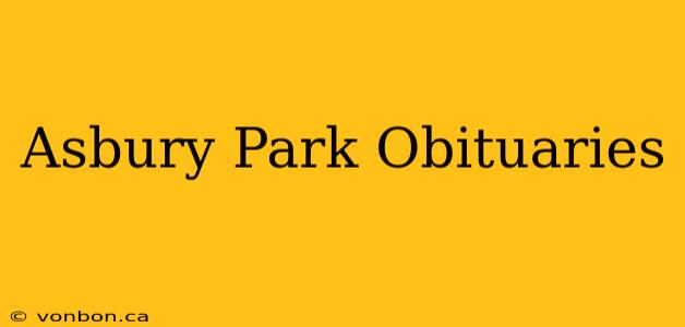 Asbury Park Obituaries