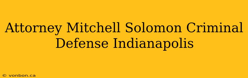 Attorney Mitchell Solomon Criminal Defense Indianapolis