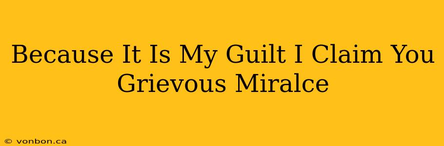 Because It Is My Guilt I Claim You Grievous Miralce