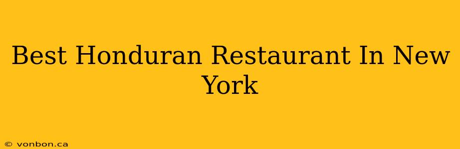 Best Honduran Restaurant In New York