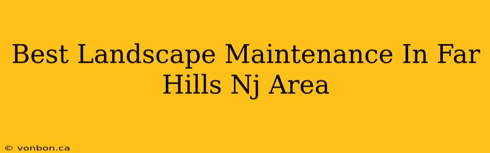 Best Landscape Maintenance In Far Hills Nj Area