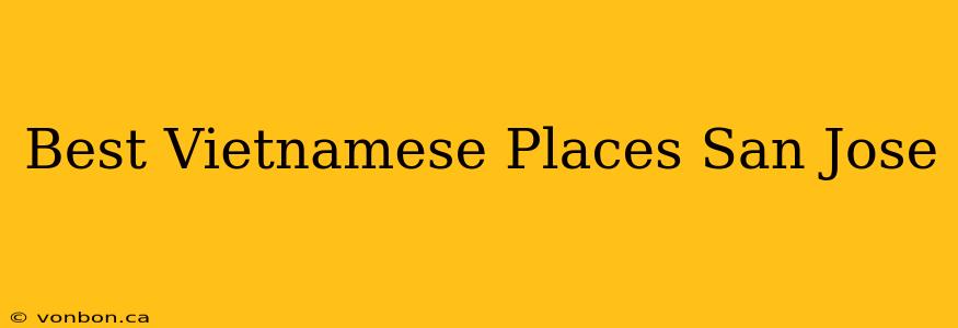 Best Vietnamese Places San Jose