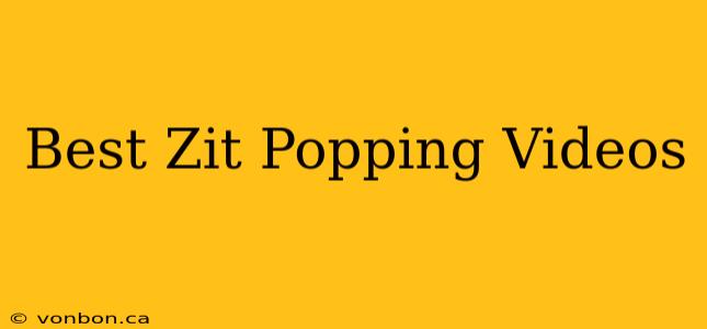 Best Zit Popping Videos