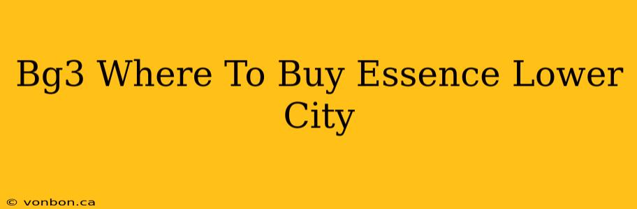 Bg3 Where To Buy Essence Lower City