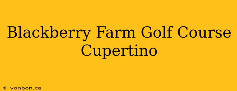 Blackberry Farm Golf Course Cupertino