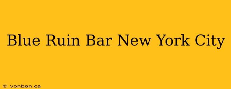 Blue Ruin Bar New York City