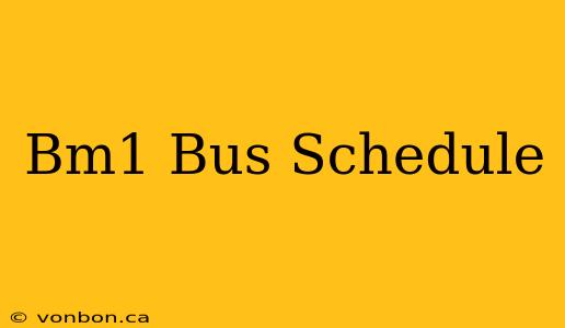 Bm1 Bus Schedule