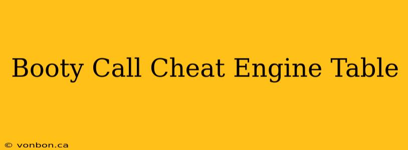 Booty Call Cheat Engine Table