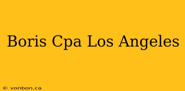 Boris Cpa Los Angeles