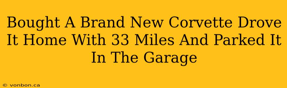 Bought A Brand New Corvette Drove It Home With 33 Miles And Parked It In The Garage