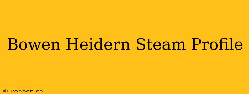 Bowen Heidern Steam Profile