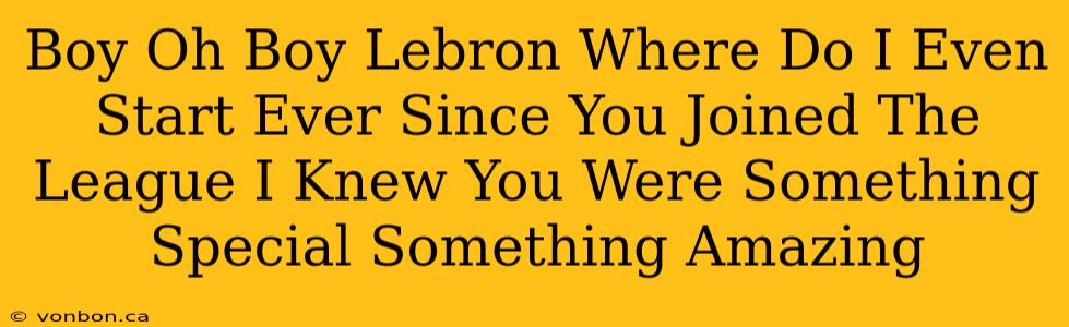 Boy Oh Boy Lebron Where Do I Even Start Ever Since You Joined The League I Knew You Were Something Special Something Amazing