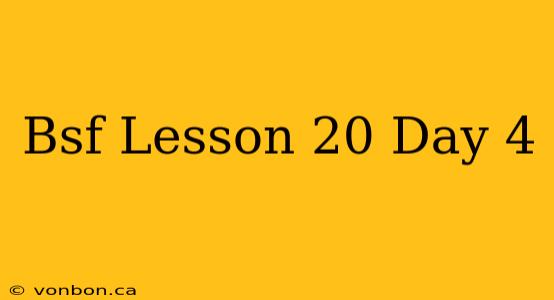 Bsf Lesson 20 Day 4