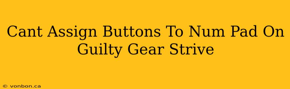 Cant Assign Buttons To Num Pad On Guilty Gear Strive