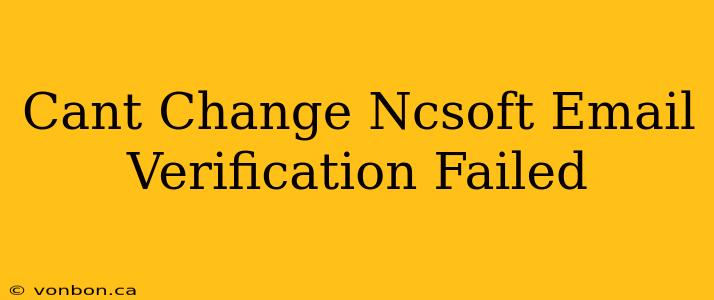 Cant Change Ncsoft Email Verification Failed