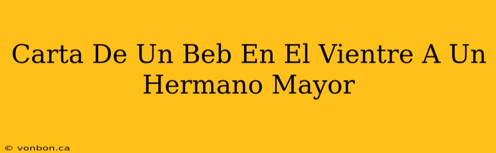 Carta De Un Beb En El Vientre A Un Hermano Mayor