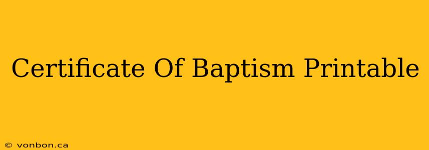 Certificate Of Baptism Printable