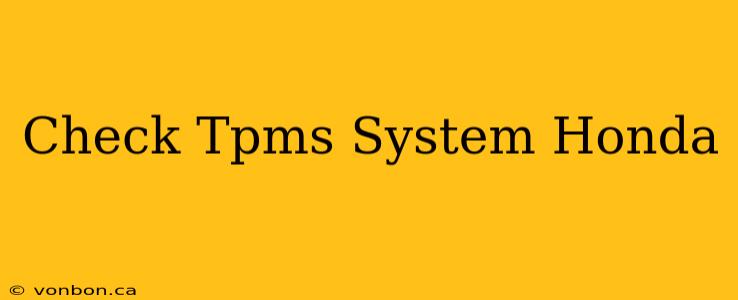 Check Tpms System Honda