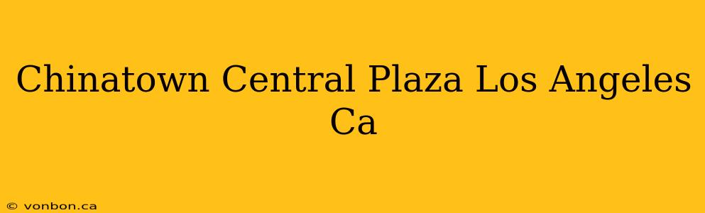 Chinatown Central Plaza Los Angeles Ca