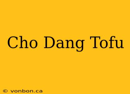 Cho Dang Tofu