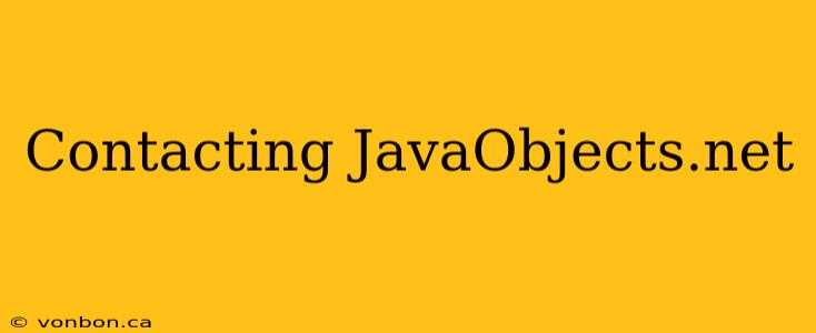 Contacting JavaObjects.net