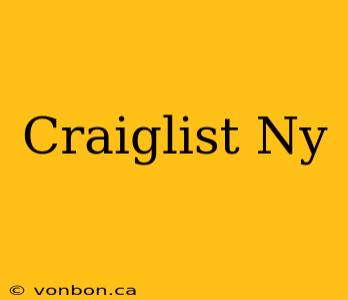 Craiglist Ny