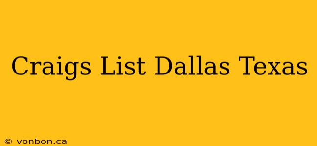 Craigs List Dallas Texas