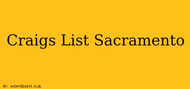 Craigs List Sacramento