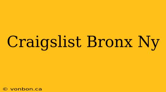 Craigslist Bronx Ny