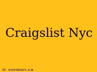 Craigslist Nyc