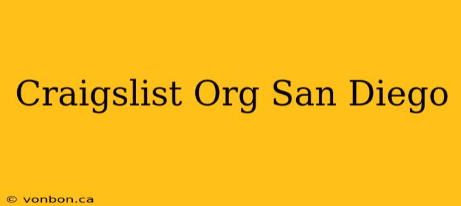 Craigslist Org San Diego