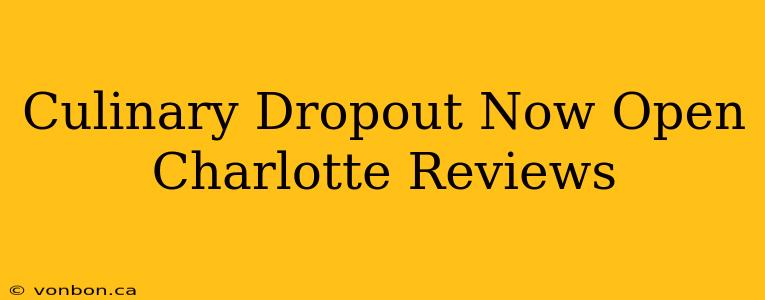 Culinary Dropout Now Open Charlotte Reviews