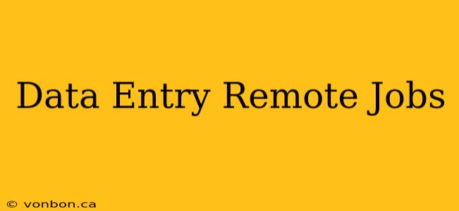 Data Entry Remote Jobs