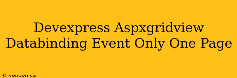 Devexpress Aspxgridview Databinding Event Only One Page