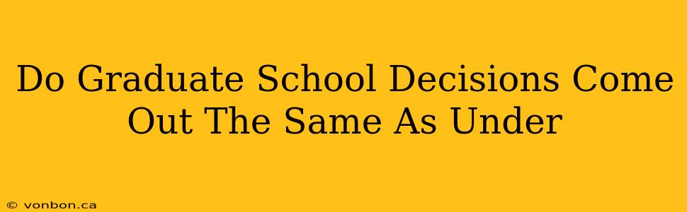 Do Graduate School Decisions Come Out The Same As Under