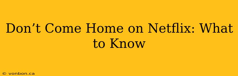 Don’t Come Home on Netflix: What to Know