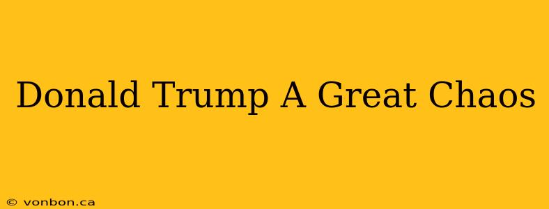 Donald Trump A Great Chaos