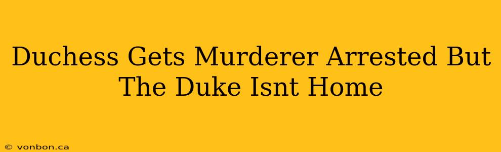 Duchess Gets Murderer Arrested But The Duke Isnt Home