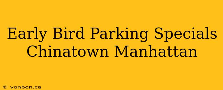 Early Bird Parking Specials Chinatown Manhattan