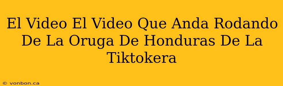 El Video El Video Que Anda Rodando De La Oruga De Honduras De La Tiktokera