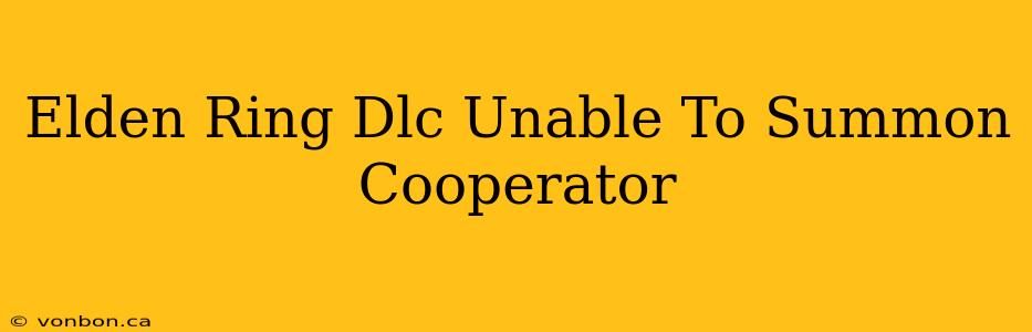 Elden Ring Dlc Unable To Summon Cooperator