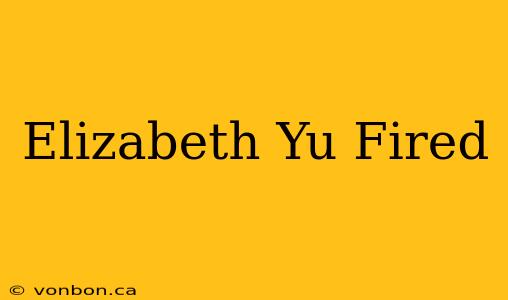 Elizabeth Yu Fired