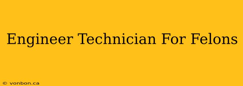 Engineer Technician For Felons