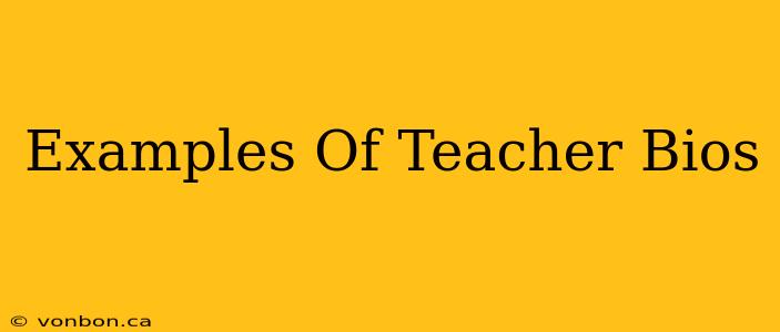 Examples Of Teacher Bios